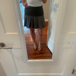 Grey leather mini skirt